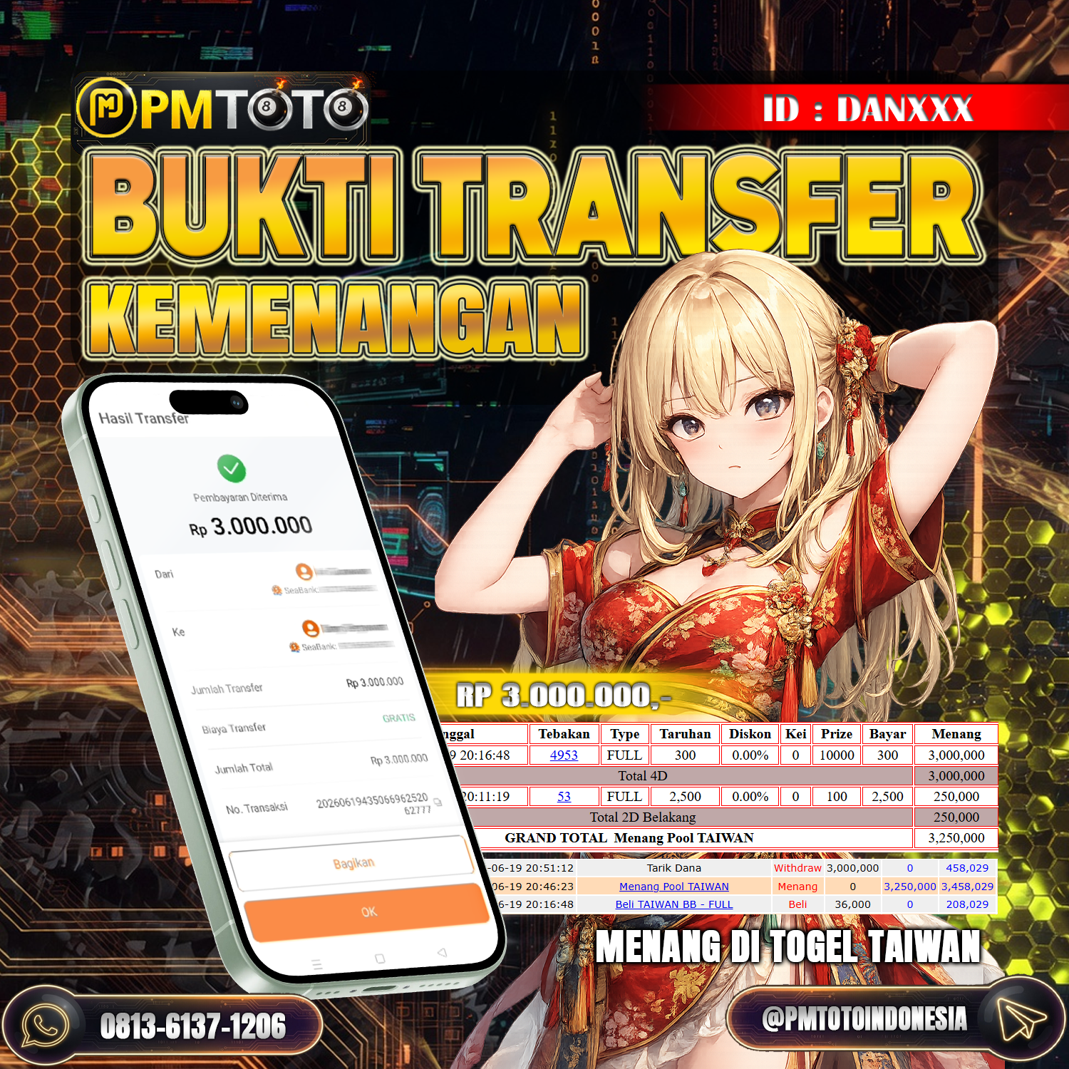 SELAMAT KEPADA MEMBER DANXXX JACKPOT 3 JUTA DI TOGEL TAIWAN