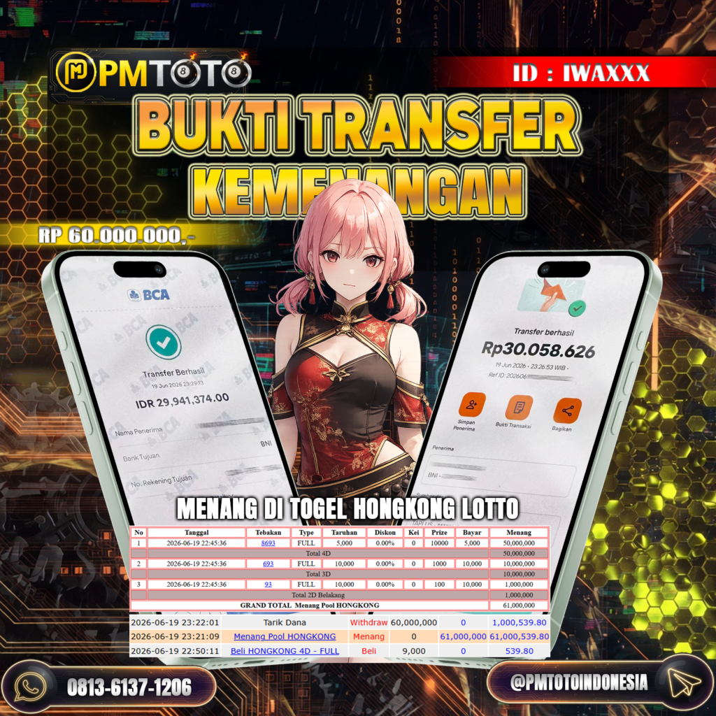 SELAMAT KEPADA MEMBER IWAXXX JACKPOT 60 JUTA DI TOGEL HONGKONG LOTTO