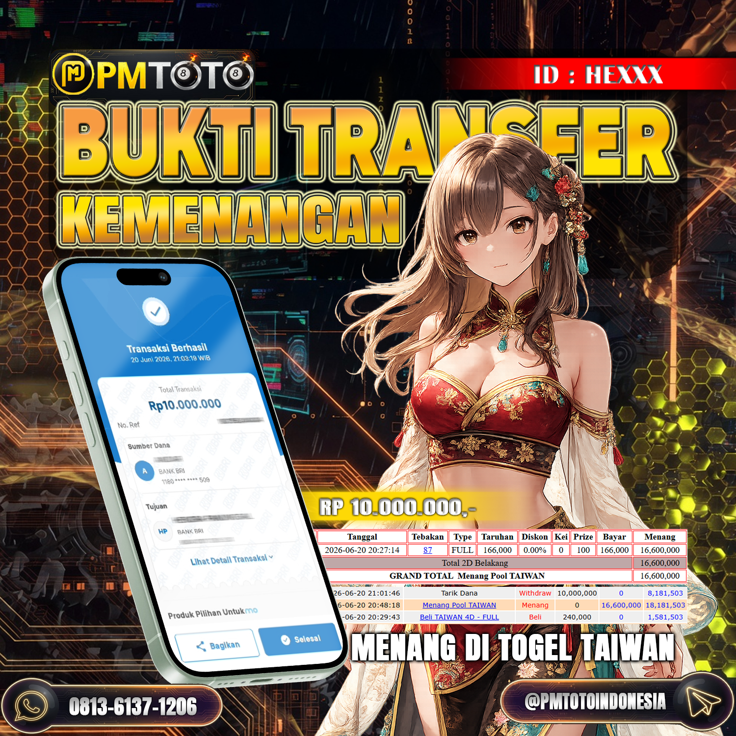 SELAMAT KEPADA MEMBER HEXXX JACKPOT 10 JUTA DI TOGEL TAIWAN
