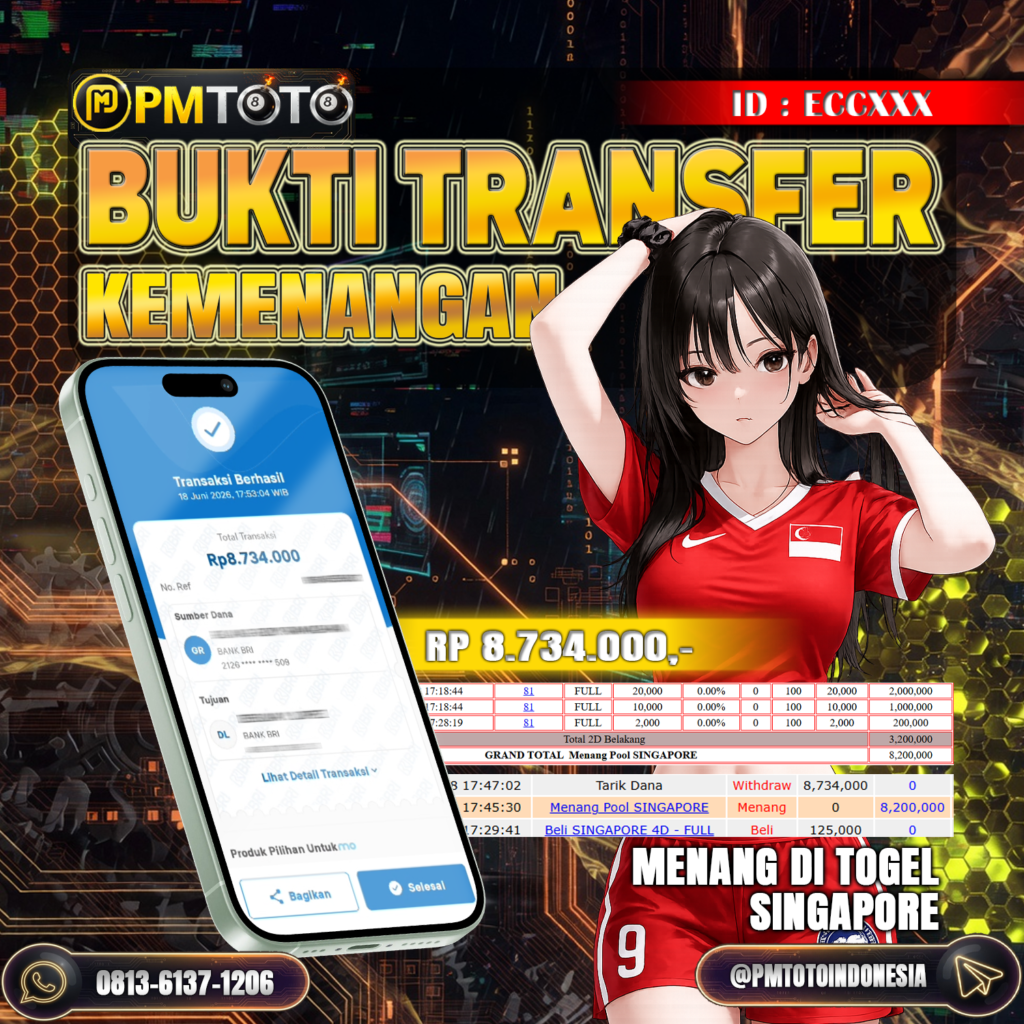 SELAMAT KEPADA MEMBER ECCXXX JACKPOT 8,7 JUTA DI TOGEL SINGAPORE