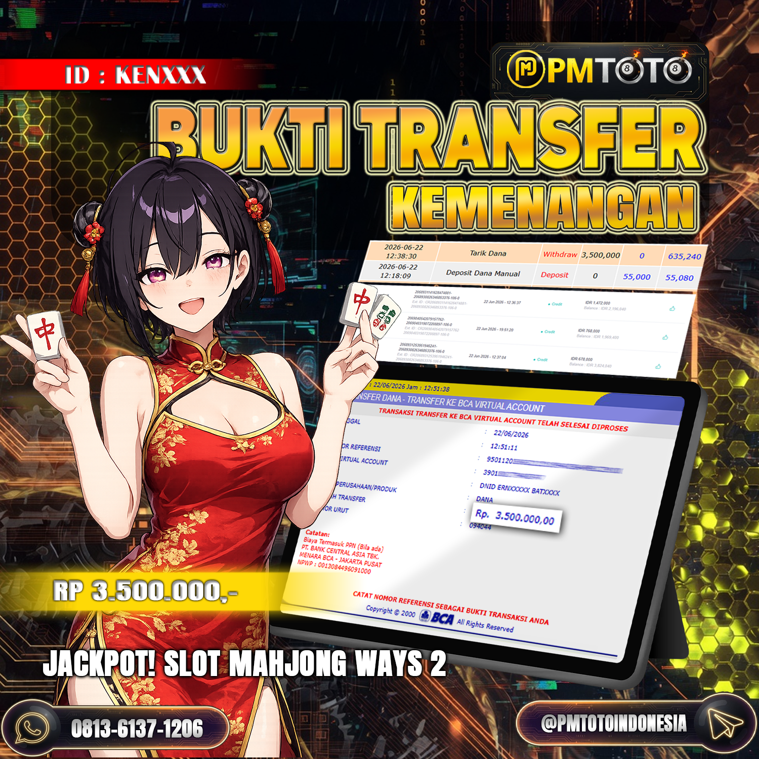 SELAMAT KEPADA MEMBER KENXXX JACKPOT 3.5 JUTA DI SLOT MAHJONG WAYS 2