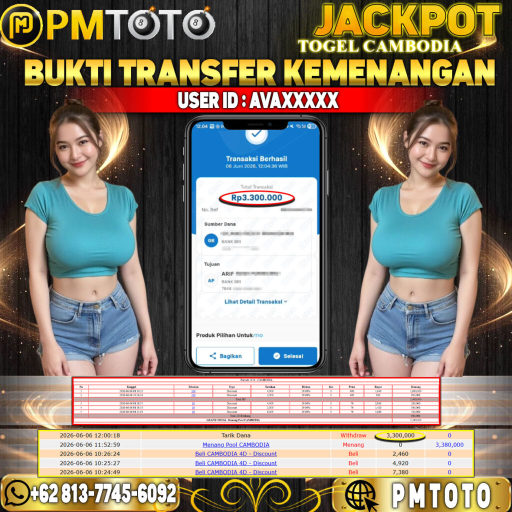 SELAMAT KEPADA MEMBER AVAXXXX JACKPOT 3.3 JUTA DI TOGEL CAMBODIA