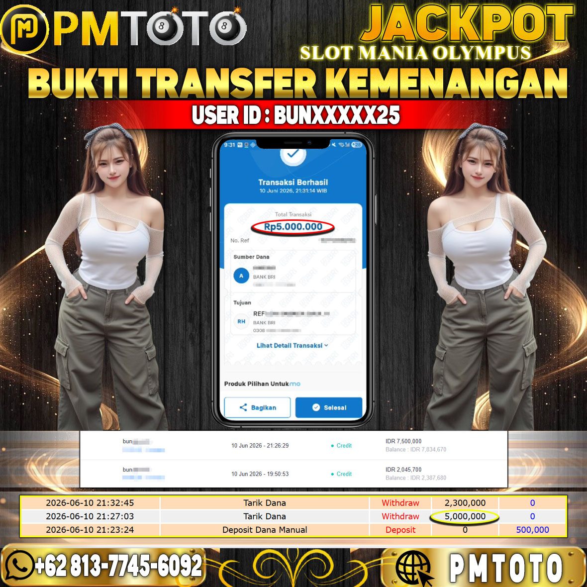 SELAMAT KEPADA MEMBER BUNXXXX25 JACKPOT 5 JUTA DI SLOT MANIA OLYMPUS