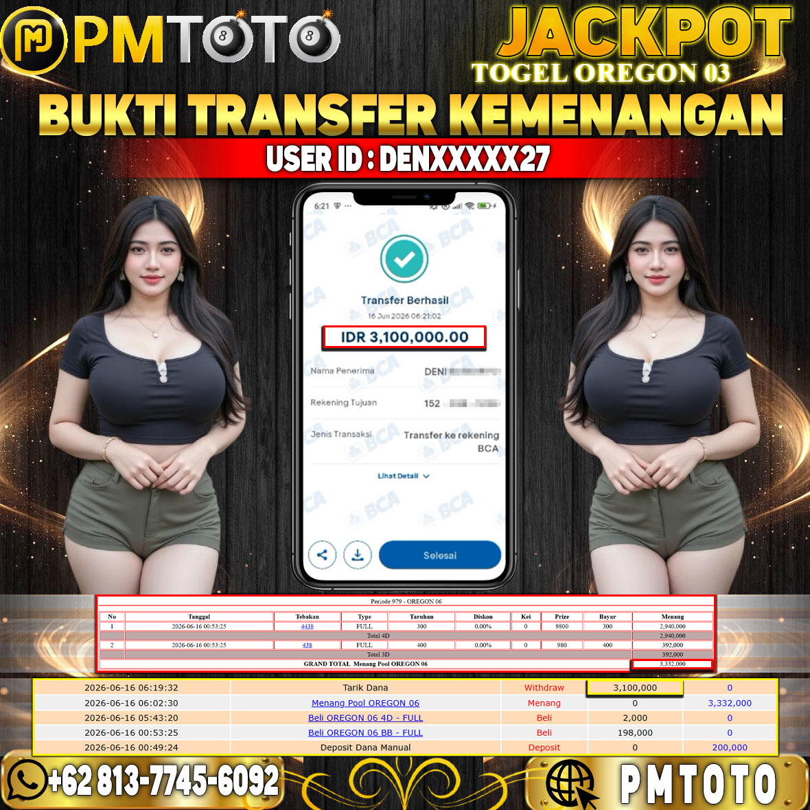 SELAMAT KEPADA MEMBER DENXXXX JACKPOT 3.1 JUTA DI TOGEL OREGON 03
