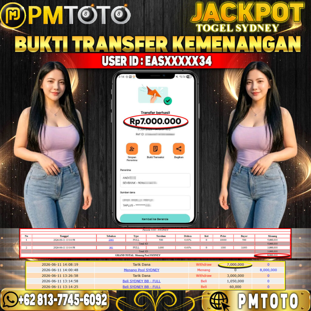 SELAMAT KEPADA MEMBER EASXXXX34 JACKPOT 7 JUTA DI TOGEL SYDNEY