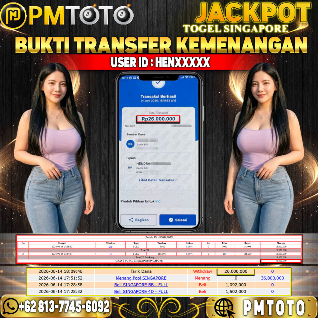 SELAMAT KEPADA MEMBER HENXXXX JACKPOT 26 JUTA DI TOGEL SINGAPORE