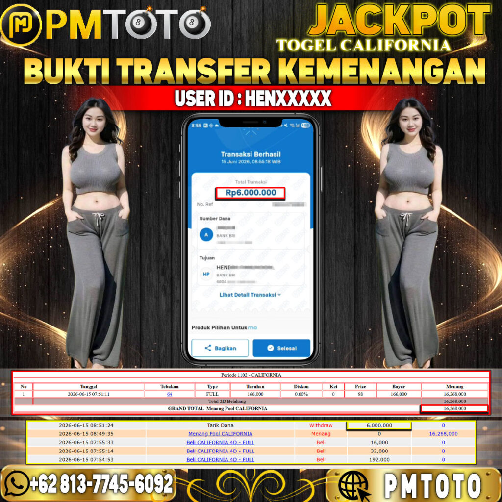 SELAMAT KEPADA MEMBER HENXXXX JACKPOT 6 JUTA DI TOGEL CALIFORNIA