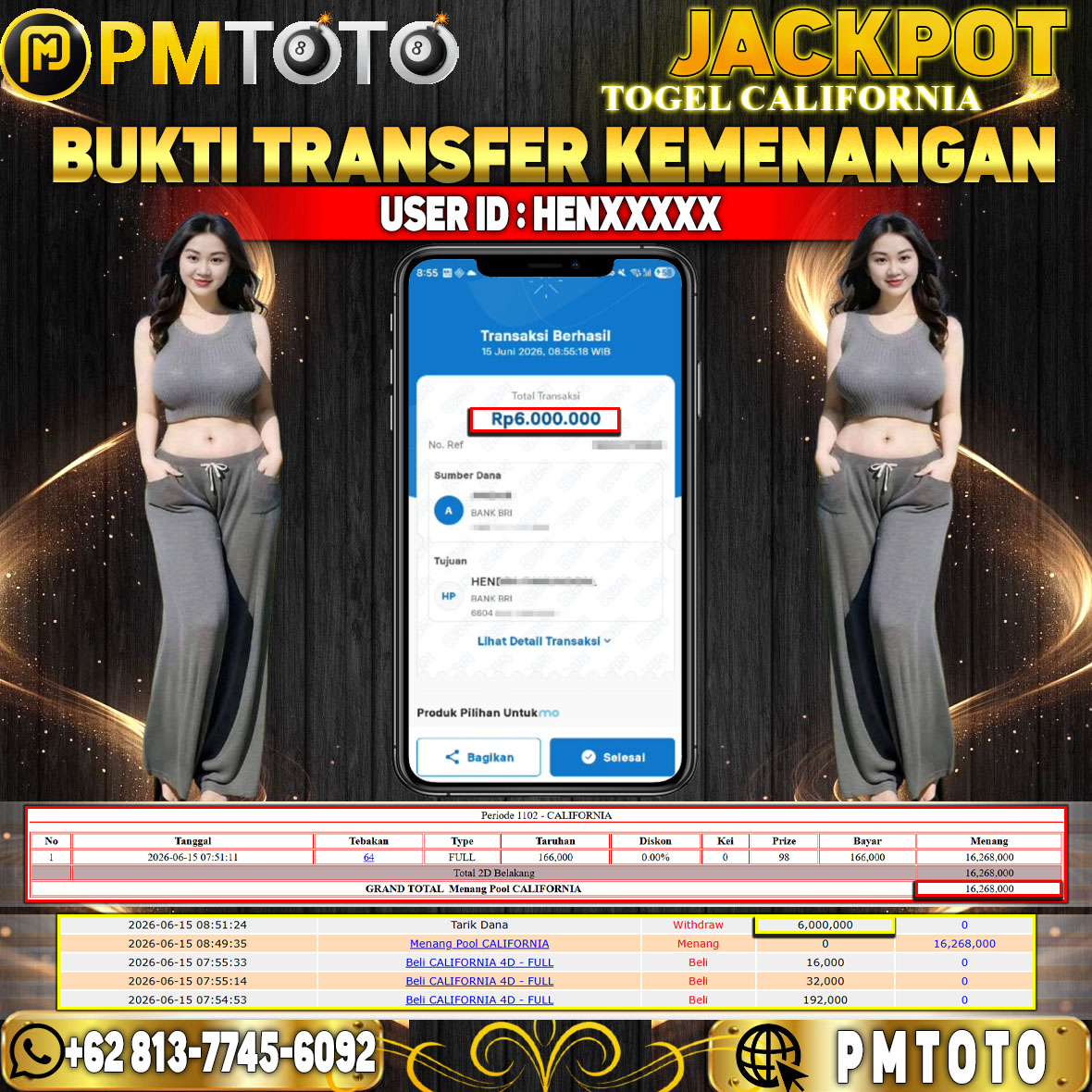 SELAMAT KEPADA MEMBER HENXXXX JACKPOT 6 JUTA DI TOGEL CALIFORNIA