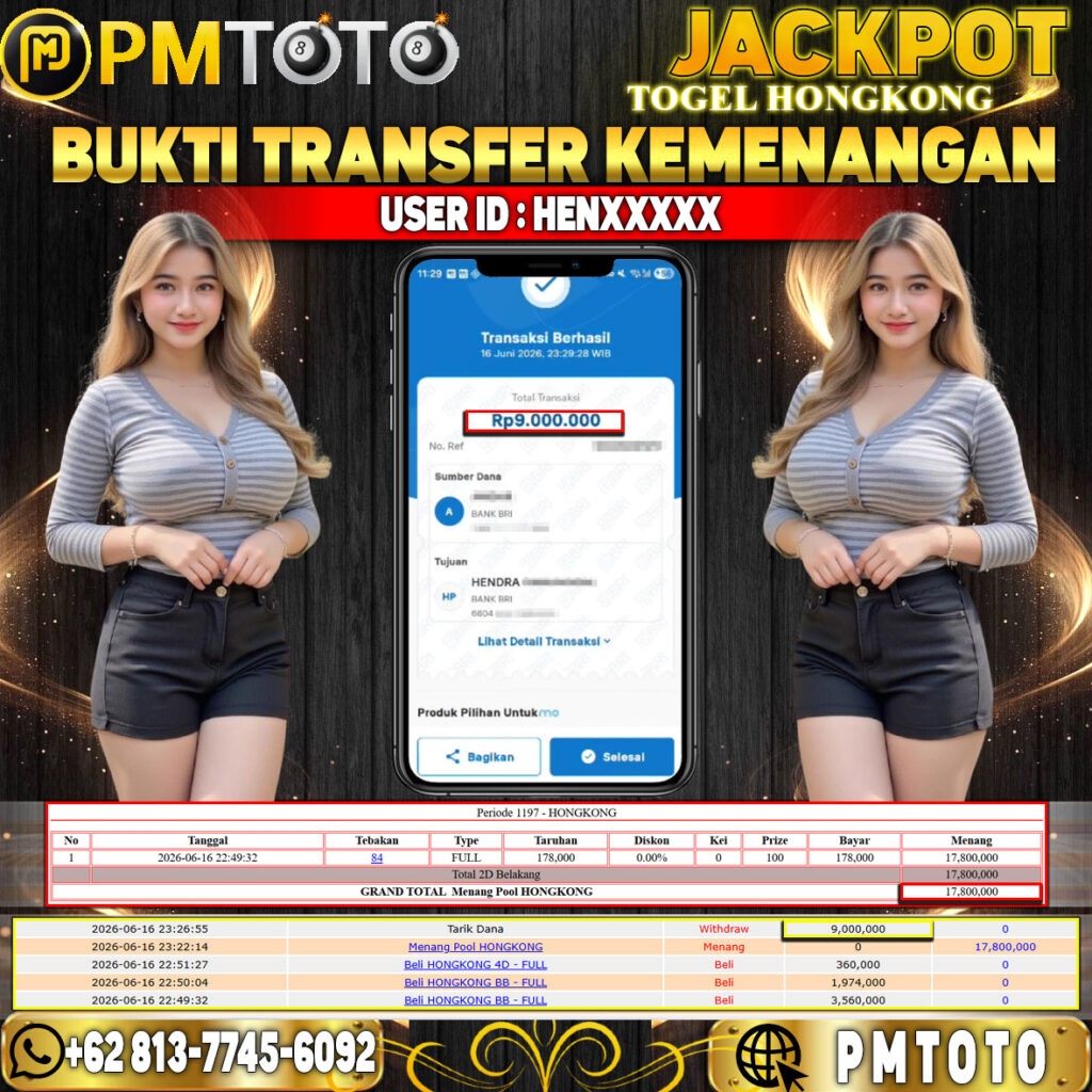 SELAMAT KEPADA MEMBER HENXXXX JACKPOT 9 JUTA DI TOGEL HONGKONG LOTTO