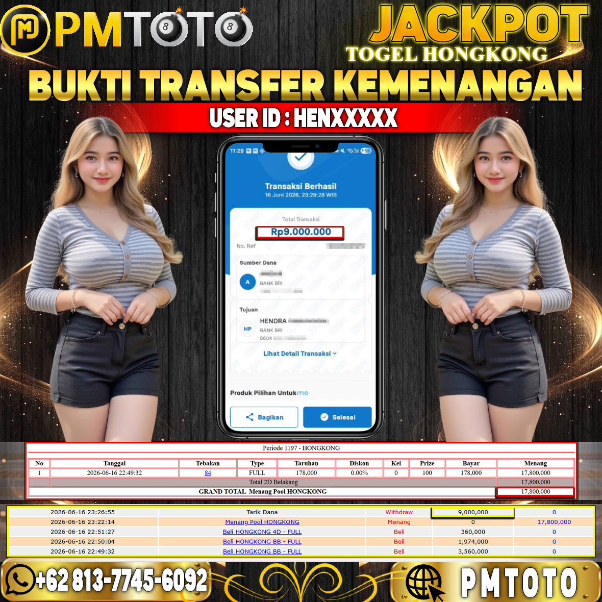 SELAMAT KEPADA MEMBER HENXXXX JACKPOT 9 JUTA DI TOGEL HONGKONG LOTTO