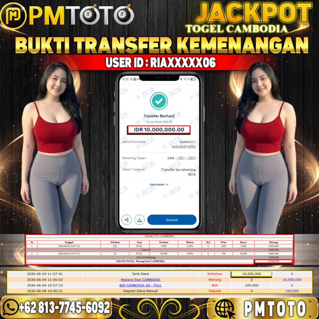 SELAMAT KEPADA MEMBER RIAXXXX06 JACKPOT 10 JUTA DI TOGEL CAMBODIA