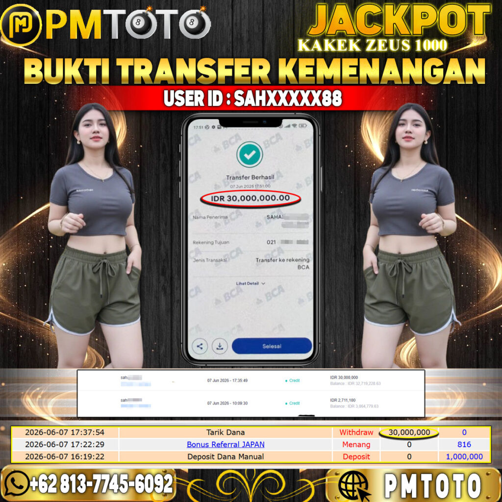 SELAMAT KEPADA MEMBER SAHXXXX88 JACKPOT 30 JUTA DI SLOT GATES OF OLYMPUS 1000