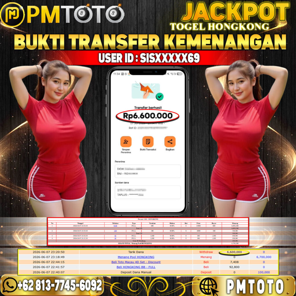 SELAMAT KEPADA MEMBER SISXXXX69 JACKPOT 6.6 JUTA DI TOGEL HONGKONG LOTTO