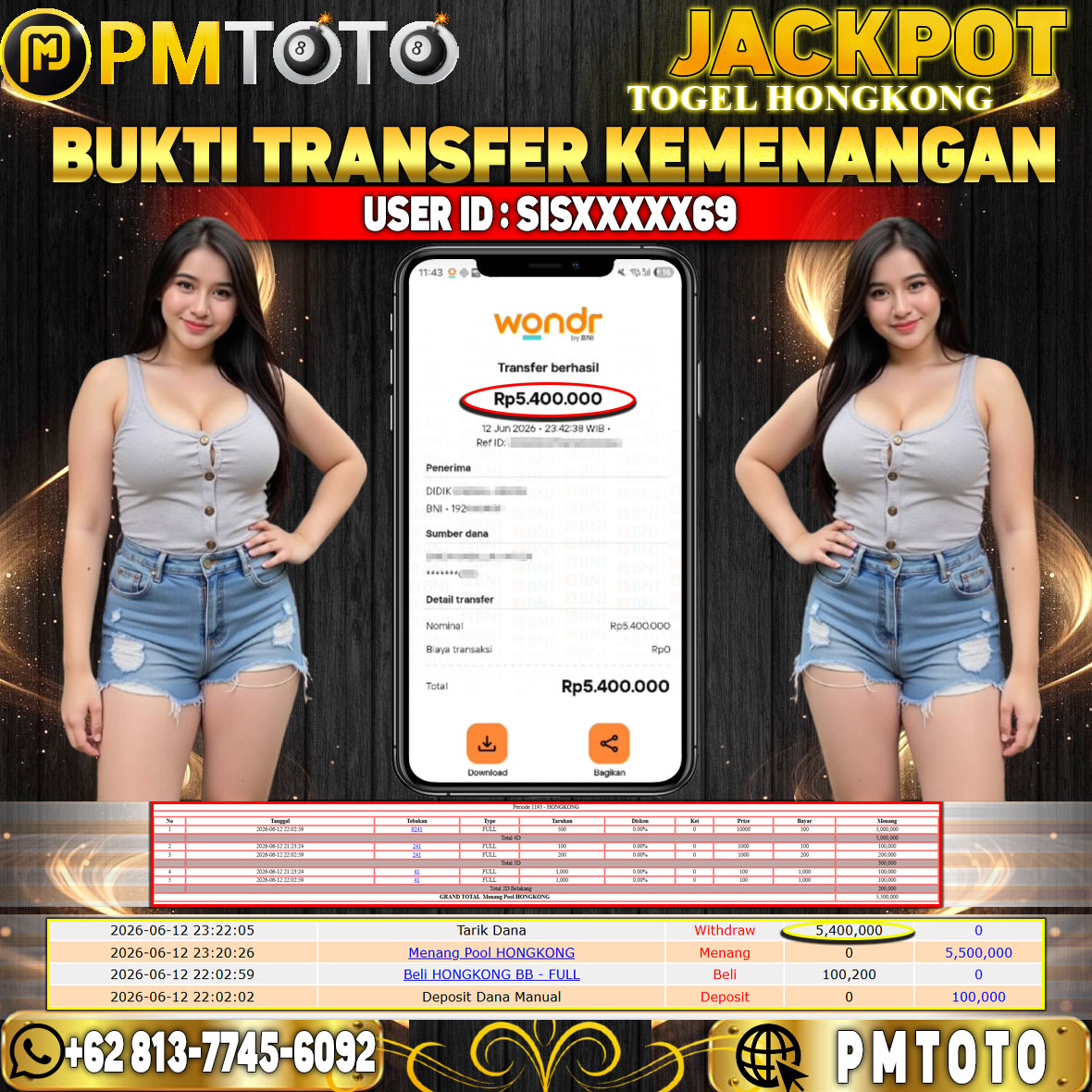 SELAMAT KEPADA MEMBER SISXXXX69 JACKPOT 5.4 JUTA DI TOGEL HONGKONG LOTTO