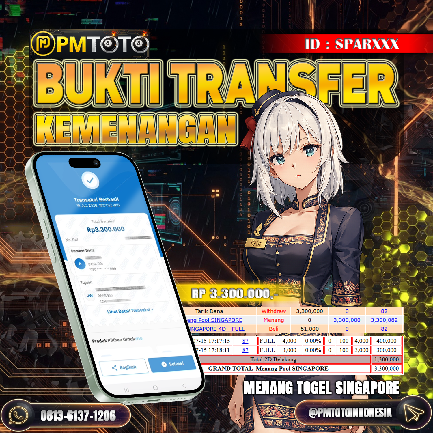 SELAMAT KEPADA MEMBER SPARXXX JACKPOT 3.3 JUTA DI TOGEL SINGAPORE