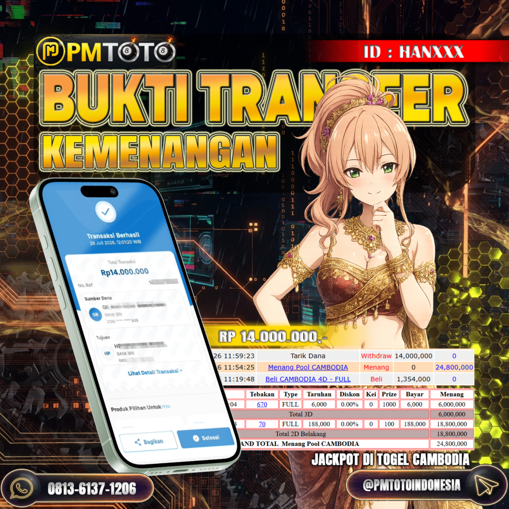 SELAMAT KEPADA MEMBER HANXXX JACKPOT 14 JUTA DI TOGEL CAMBODIA