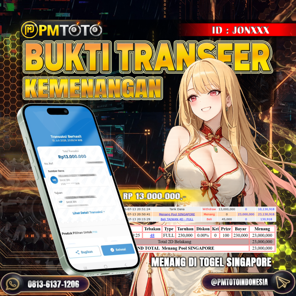SELAMAT KEPADA MEMBER JONXXX JACKPOT 13 JUTA DI TOGEL SINGAPORE