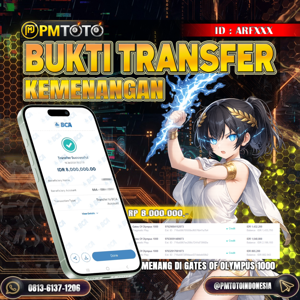 SELAMAT KEPADA MEMBER ARFXXX JACKPOT 8 JUTA DI SLOT GATES OF OLYMPUS 1000