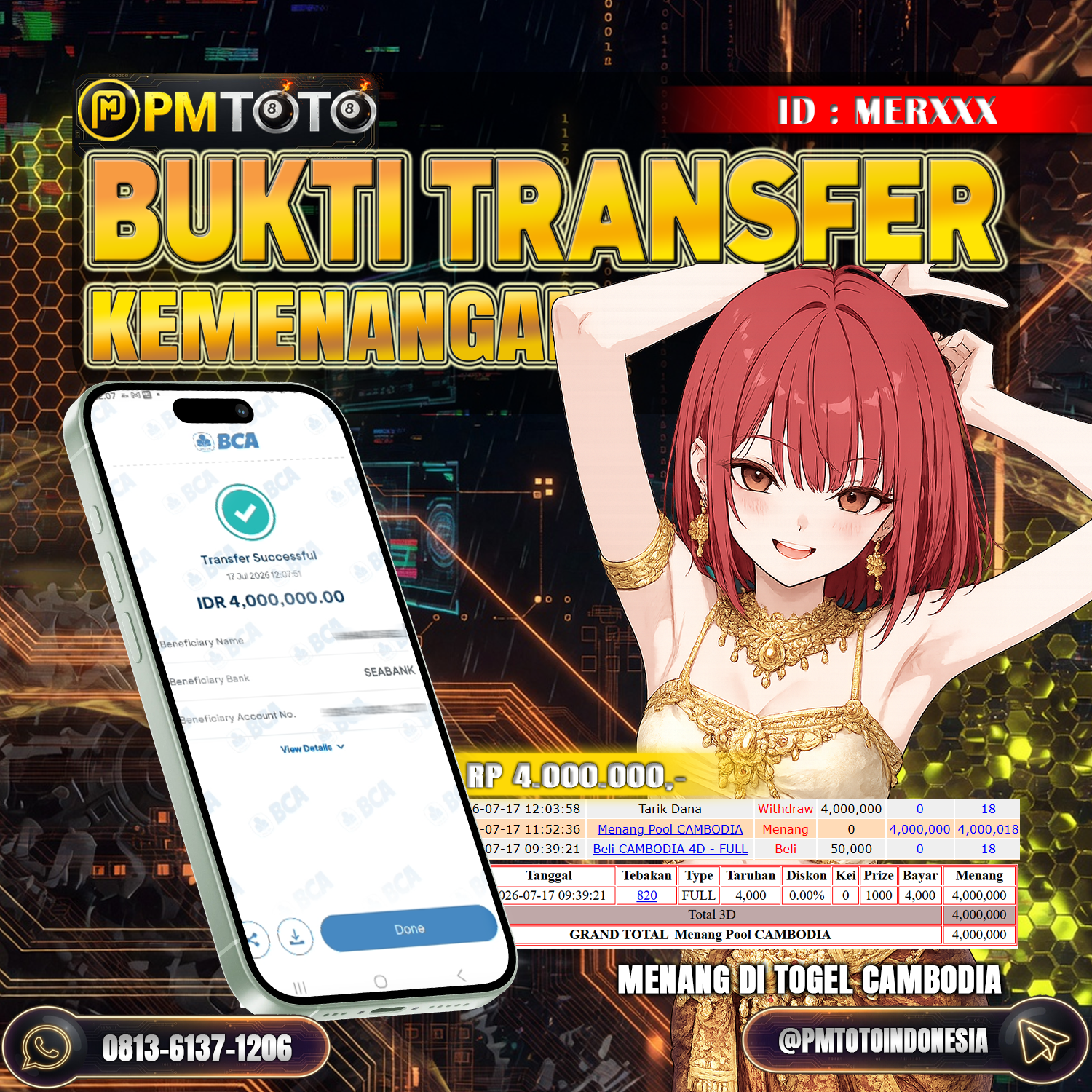 SELAMAT KEPADA MEMBER MERXXX JACKPOT 4 JUTA DI TOGEL CAMBODIA