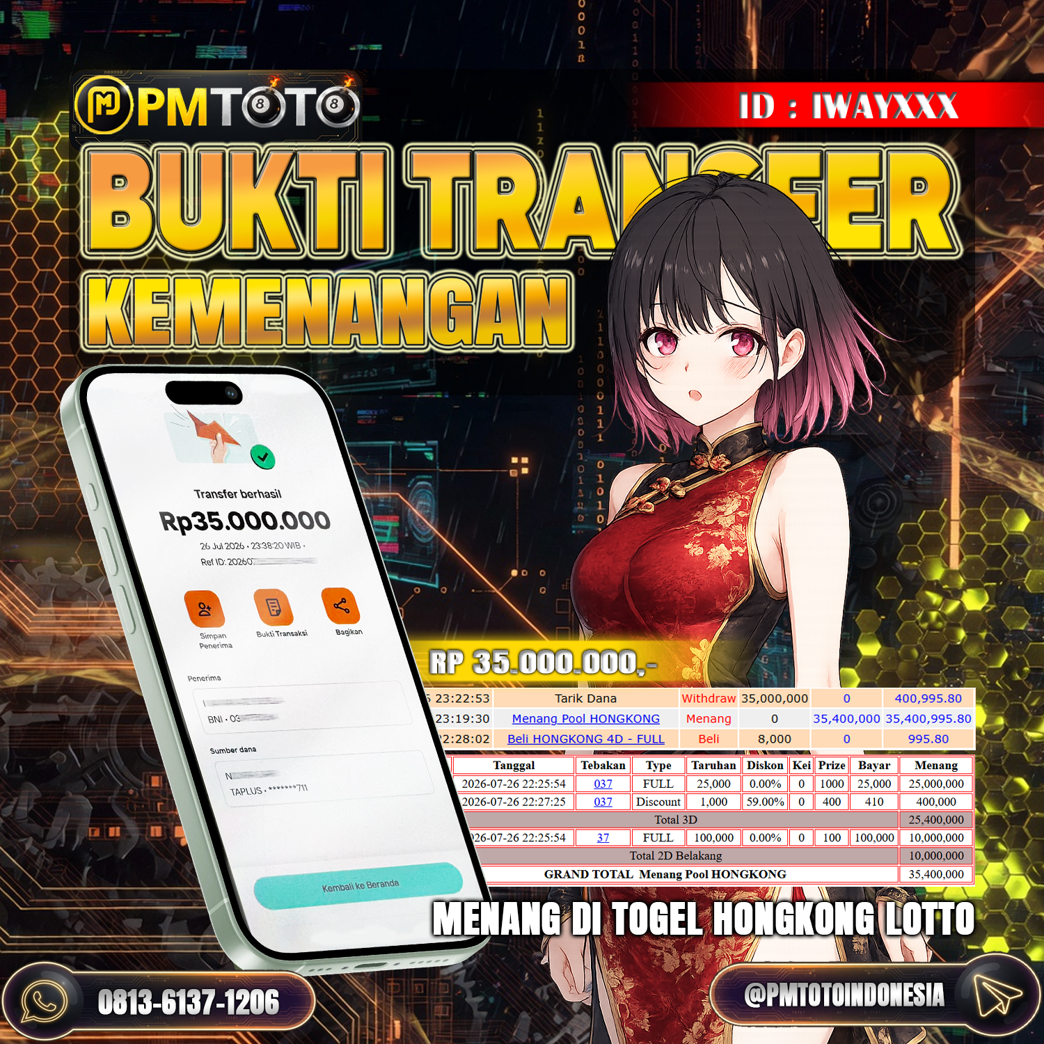SELAMAT KEPADA MEMBER IWAYXXX JACKPOT 35 JUTA DI TOGEL HONGKONG