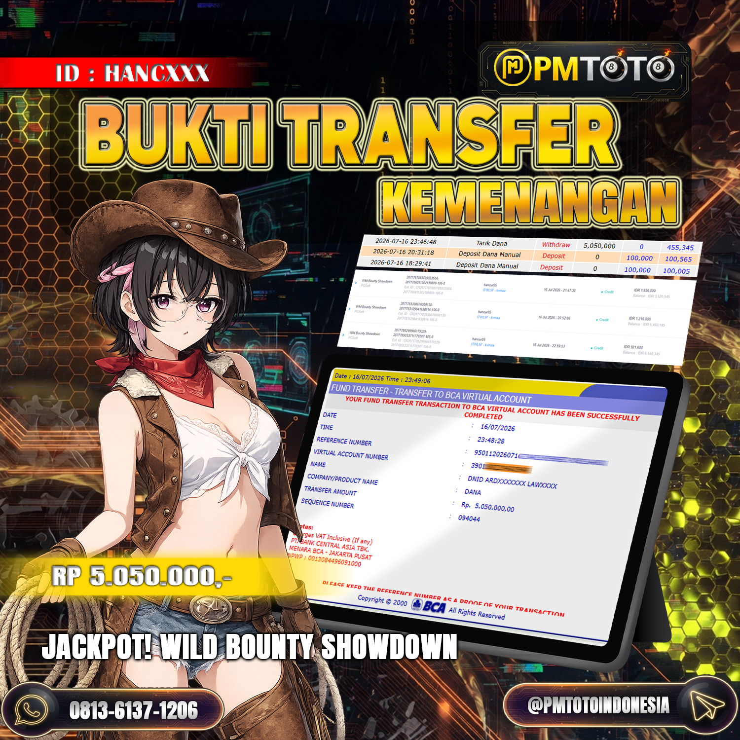 SELAMAT KEPADA MEMBER HANCXXX JACKPOT 5 JUTA DI SLOT WILD BOUNTY SHOWDOWN