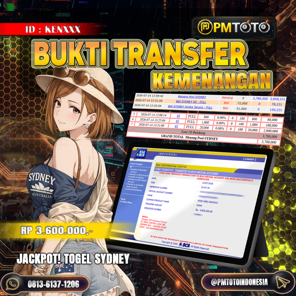 SELAMAT KEPADA MEMBER KENXXX JACKPOT 3.6 JUTA DI TOGEL SYDNEY