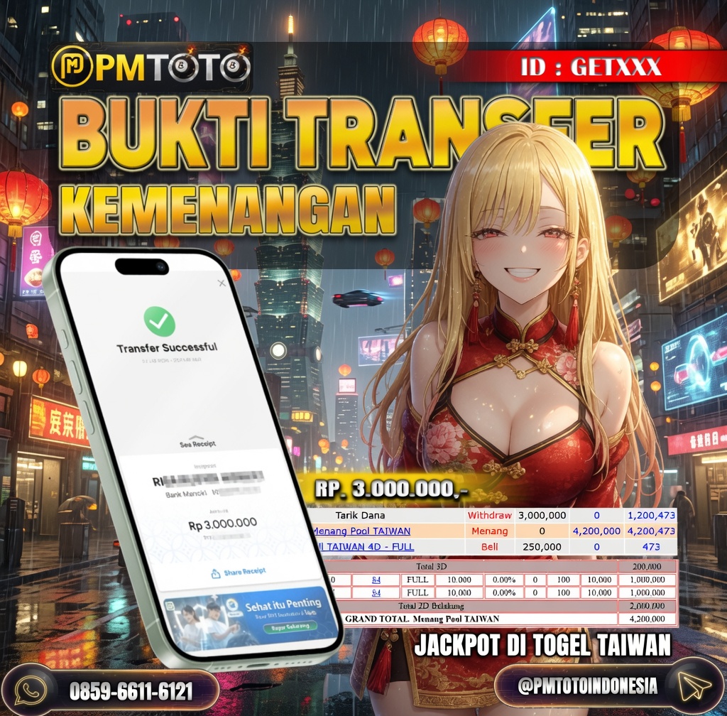 SELAMAT KEPADA MEMBER GETXXX JACKPOT 3 JUTA DI TOGEL TAIWAN