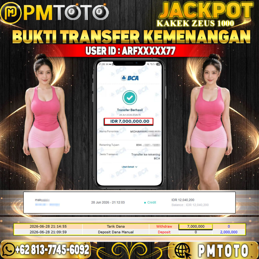 SELAMAT KEPADA MEMBER ARFXXXX77 JACKPOT 7 JUTA DI SLOT GATES OF OLYMPUS 1000