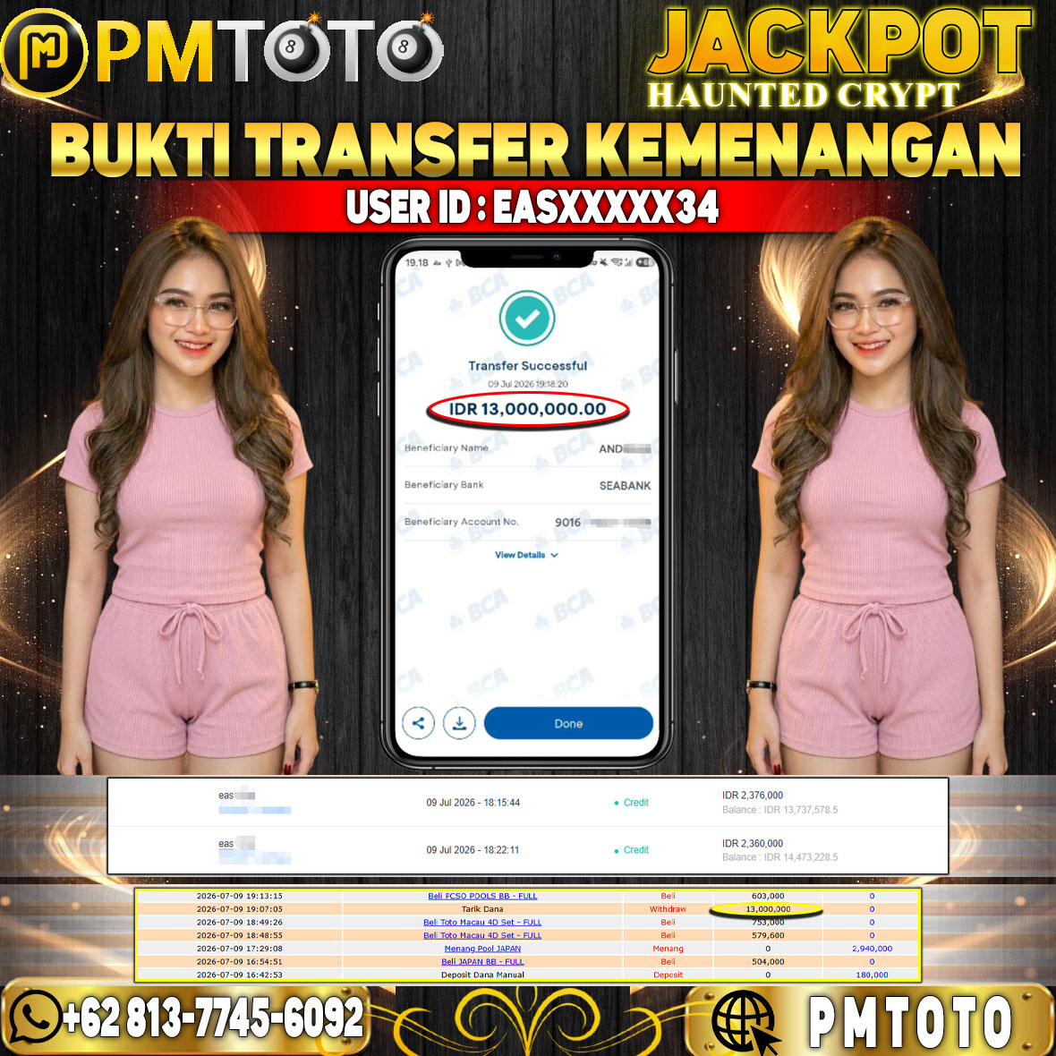 SELAMAT KEPADA MEMBER EASXXXX34 JACKPOT 13 JUTA DI SLOT HAUNTED CRYPT