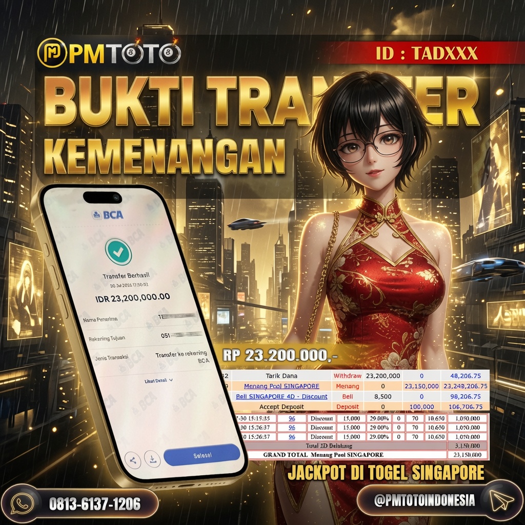 SELAMAT KEPADA MEMBER TADXXX JACKPOT 23.2 JUTA DI TOGEL SINGAPORE