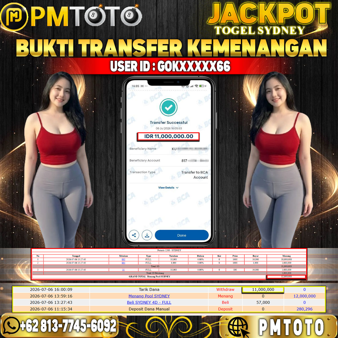 SELAMAT KEPADA MEMBER GOKXXXX66 JACKPOT 11 JUTA DI TOGEL SYDNEY