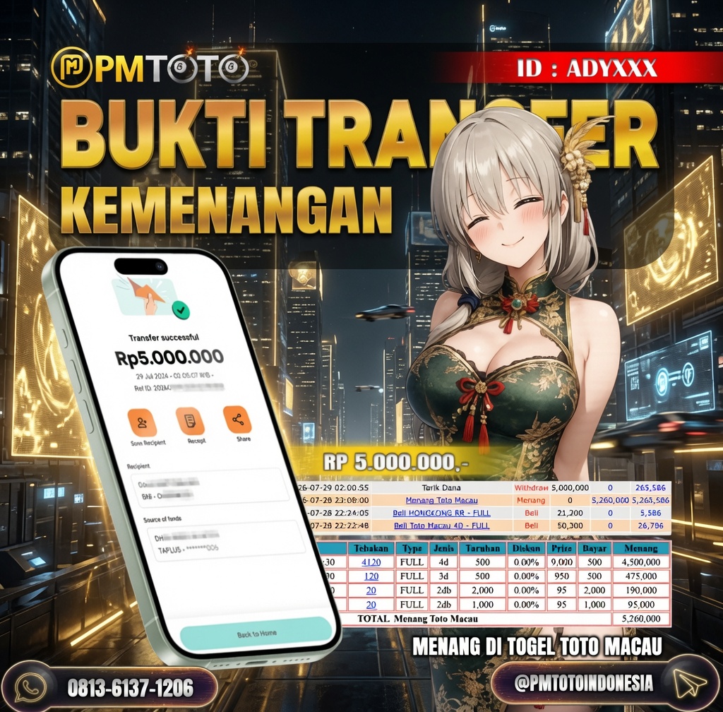 SELAMAT KEPADA MEMBER ADYXXX JACKPOT 5 JUTA DI TOGEL TOTO MACAU