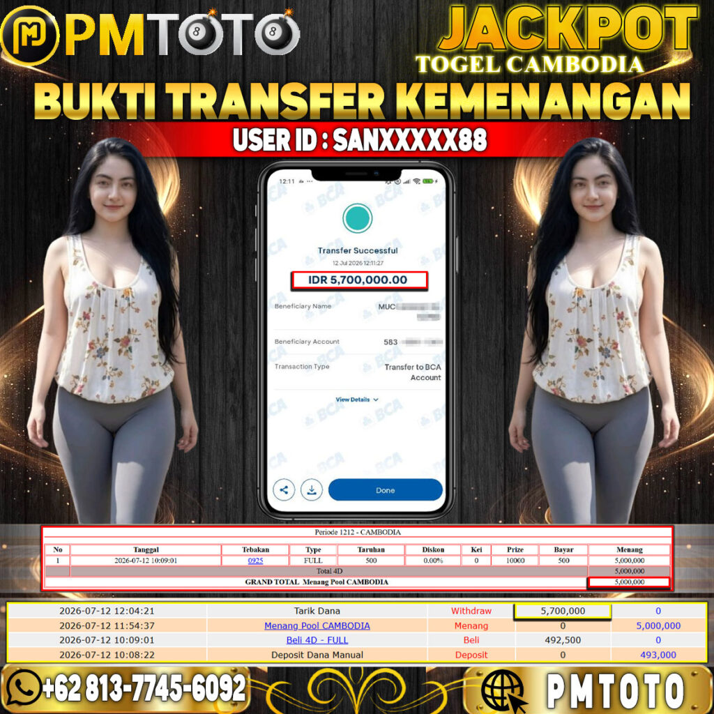SELAMAT KEPADA MEMBER SANXXXX88 JACKPOT 5.7 JUTA DI TOGEL CAMBODIA