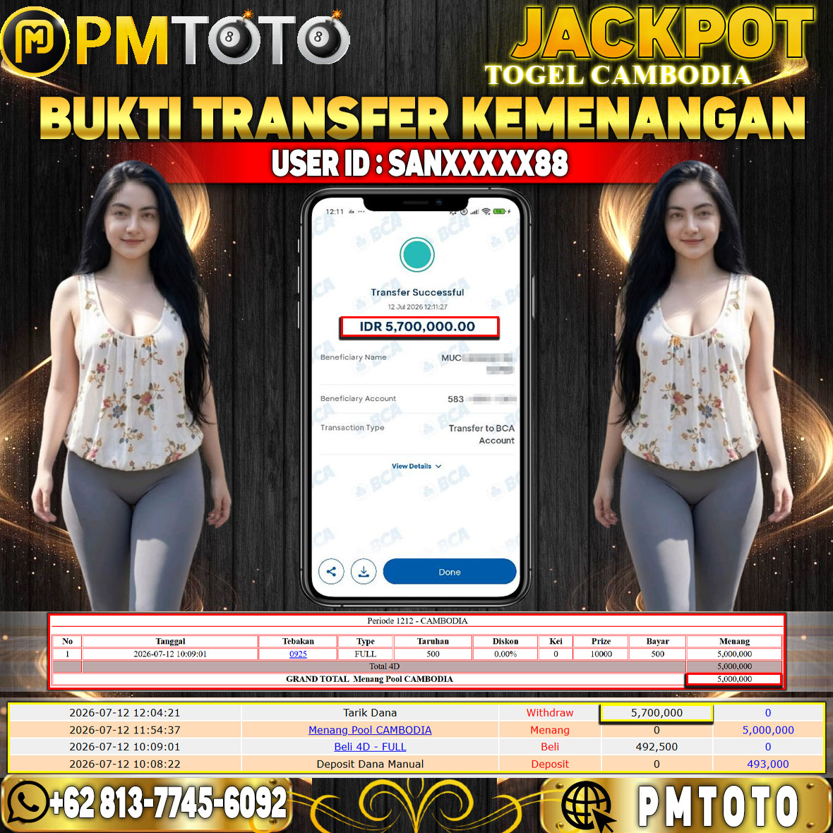 SELAMAT KEPADA MEMBER SANXXXX88 JACKPOT 5.7 JUTA DI TOGEL CAMBODIA