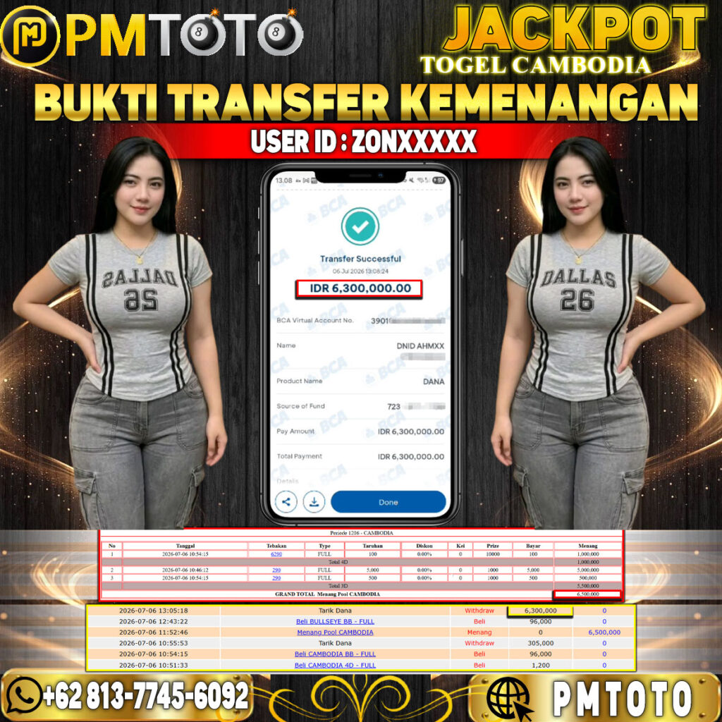 SELAMAT KEPADA MEMBER ZONXXXX JACKPOT 6.3 JUTA DI TOGEL CAMBODIA