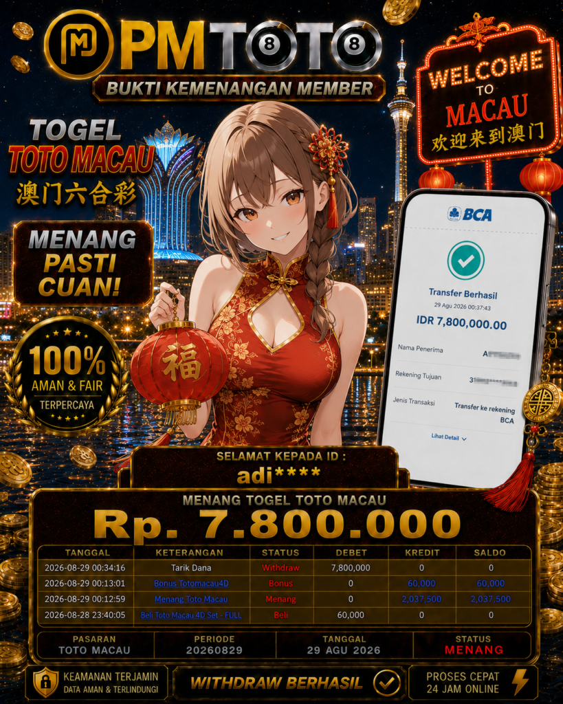 SELAMAT KEPADA MEMBER ADIXXX JACKPOT 7.8 JUTA DI TOGEL TOTO MACAU