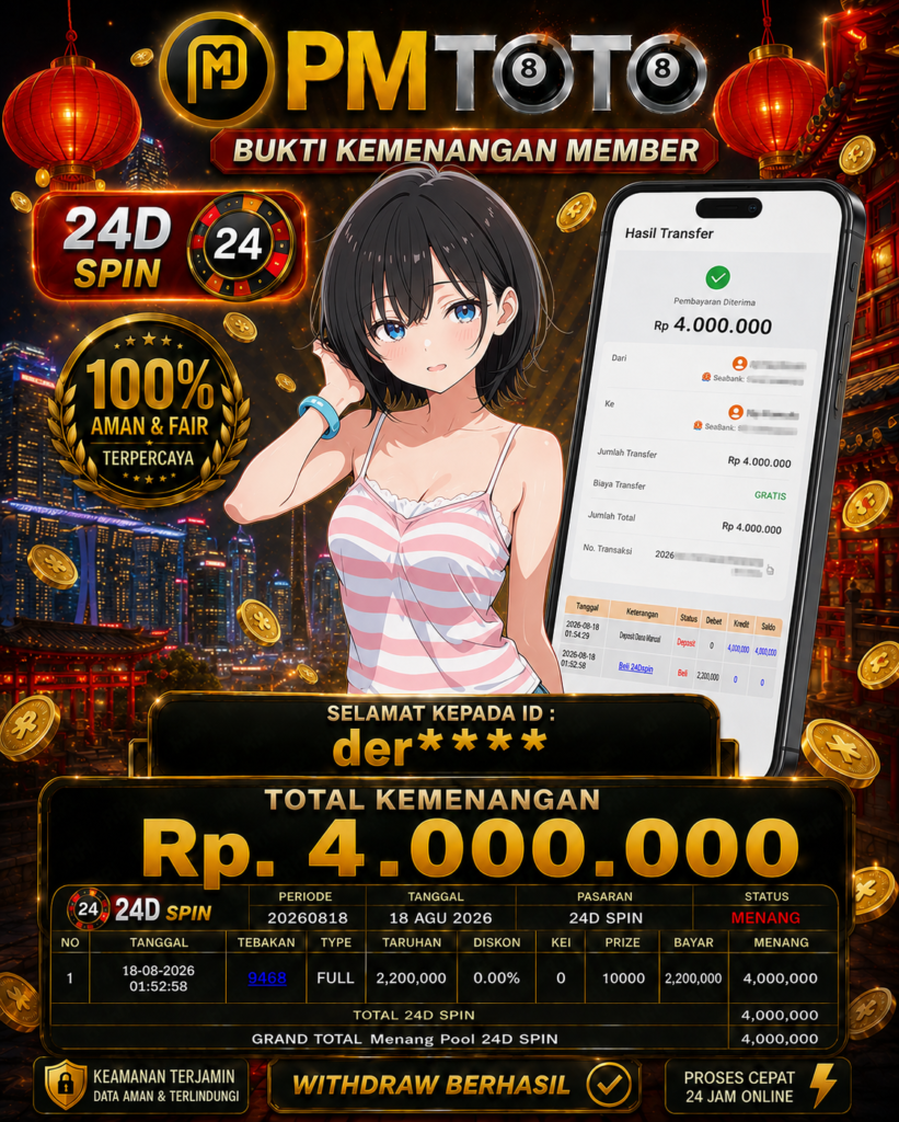 SELAMAT KEPADA MEMBER DERXXX JACKPOT 4 JUTA DI CASINO 24D SPIN