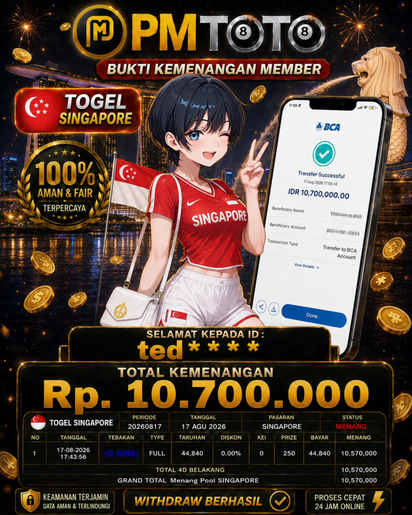 SELAMAT KEPADA MEMBER TEDXXX JACKPOT 10.7 JUTA DI TOGEL SINGAPORE
