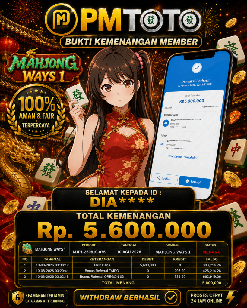 SELAMAT KEPADA MEMBER DIAXXX JACKPOT 5.6 JUTA DI SLOT MAHJONG WAYS 1