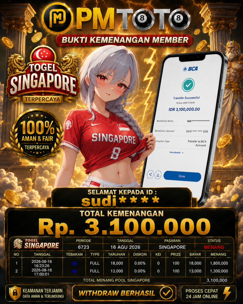 SELAMAT KEPADA MEMBER SUDIXXX JACKPOT 3.1 JUTA DI TOGEL SINGAPORE