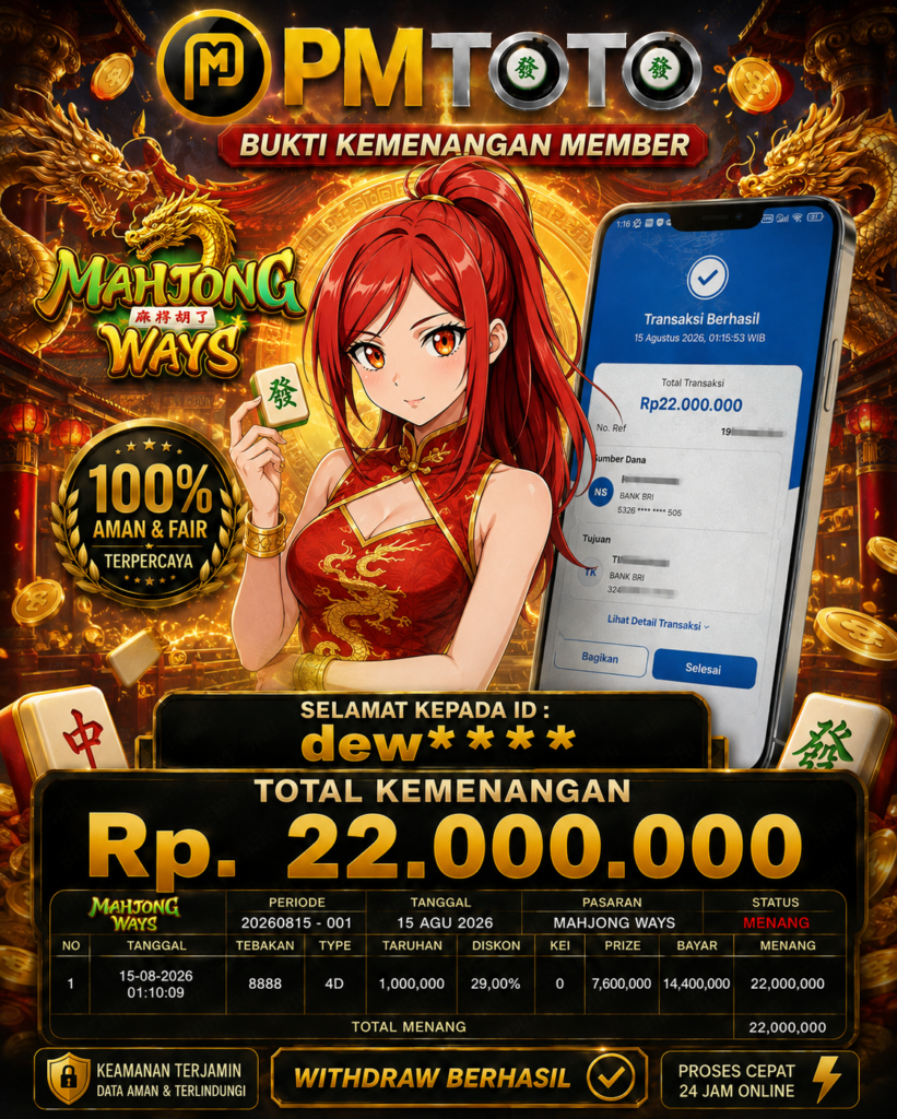 SELAMAT KEPADA MEMBER DEWXXX JACKPOT 22 JUTA DI SLOT MAHJONG WAYS 1