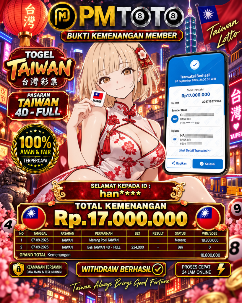 SELAMAT KEPADA MEMBER HANXXX JACKPOT 17 JUTA DI TOGEL TAIWAN